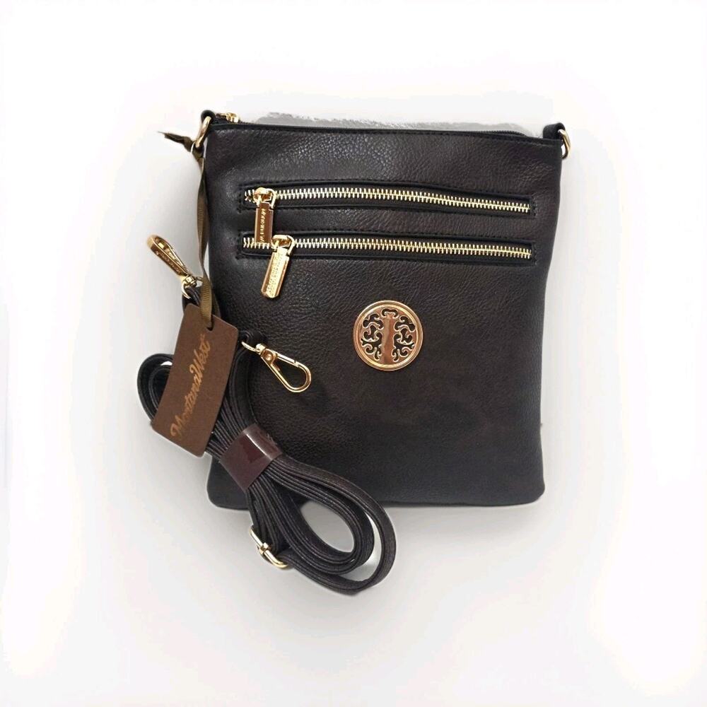 New Montana West Brown Crossbody Bag Pebbled Faux Leather Crossbody Purse